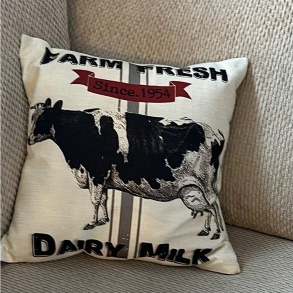 Farm Fresh Dairy Milk Pillow Throw Cushion